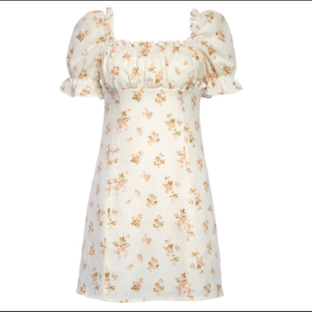 REFORMATION Robles Puff Sleeve Mini Floral Dress